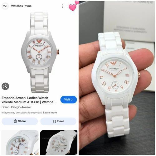 Emporio Armani Valente AR1418 White Ceramic Ladies Watch